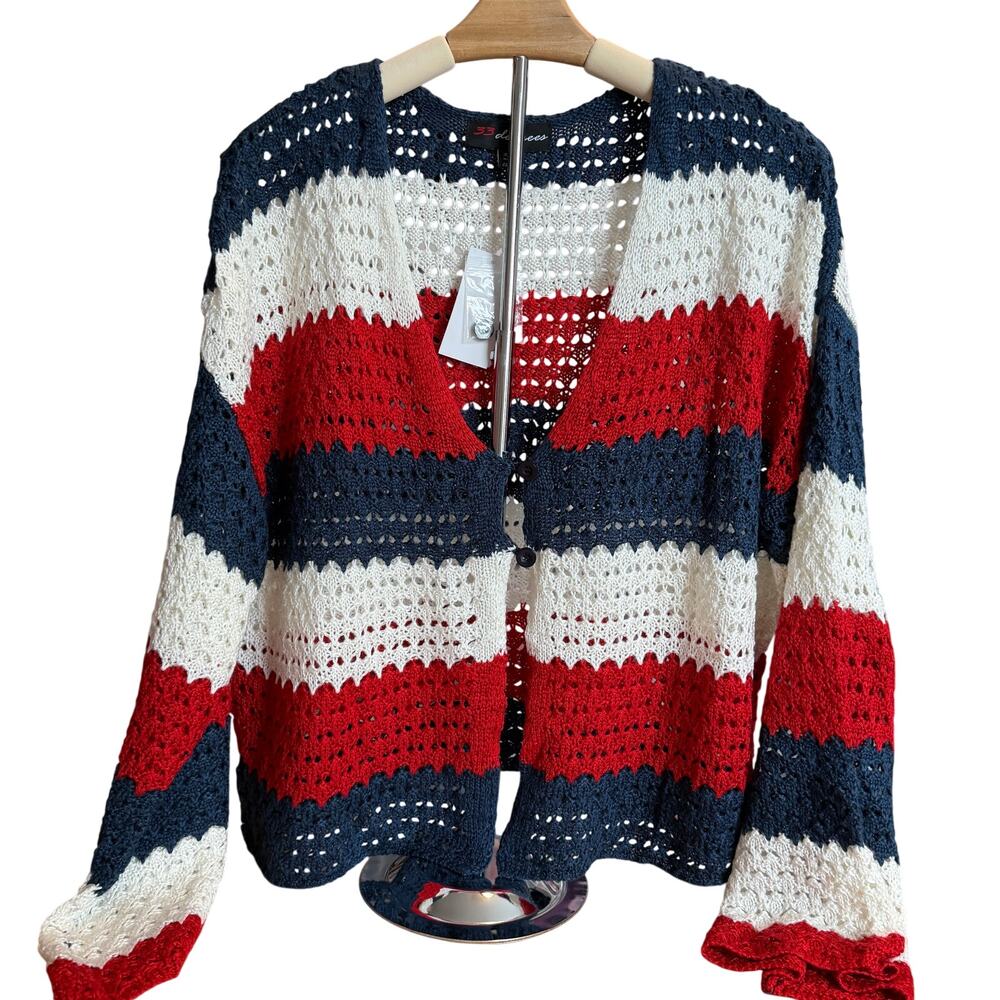 33 Degree Women's Americana Crochet Long Sleeve Cardigan - Size XXL - NWT